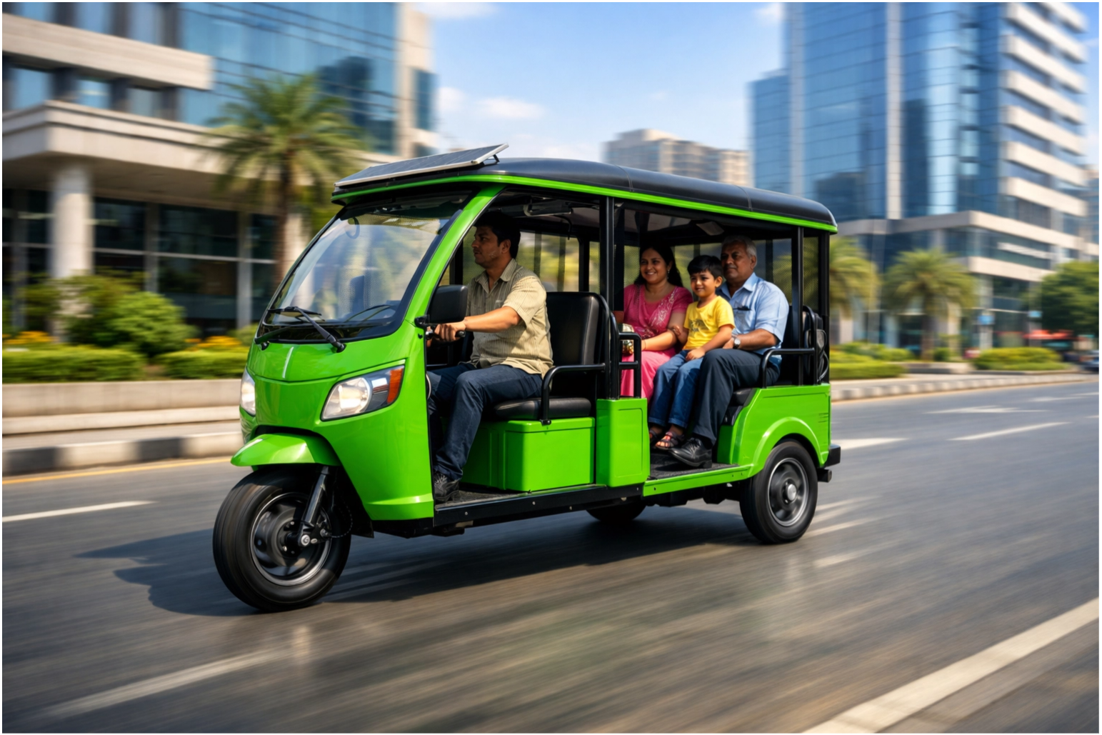 Macrorides electric auto-rickshaw on a city street